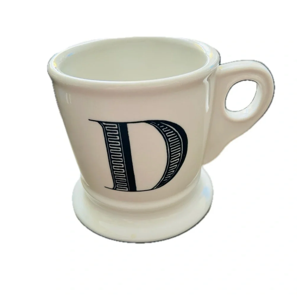 Anthropologie D Initial Mug black white coffee monogram